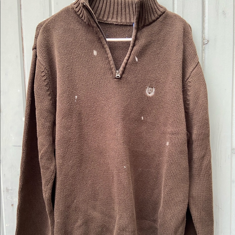 Chaps brown 1/4 zip sweater